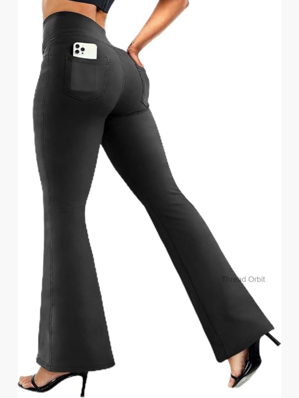 High Waist Flare Yoga Pants with Pockets - 4-Way Stretch